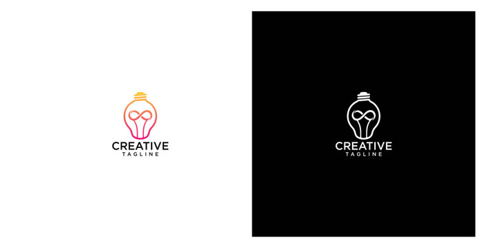 Light bulb with eyeglasses vector logo design representing smart ideas and creativity