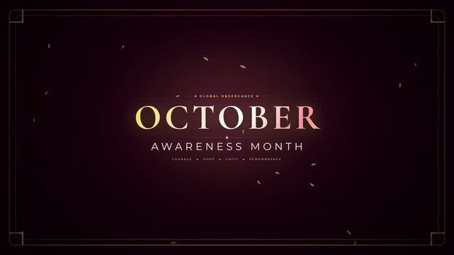 Animated text revealing October Awareness Month on dark background