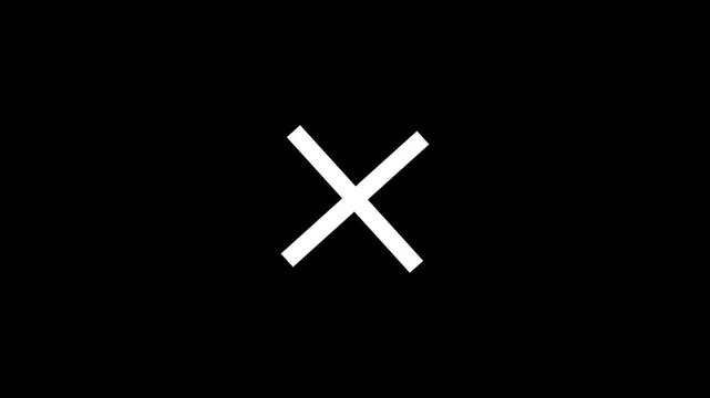Minimalist white x symbol pulsing on black background, for motion and, ui cross mark, pulse