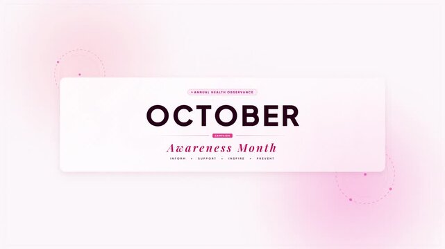 Animated text banner for October cancer awareness month on pink background