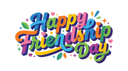 Naklejka premium Colorful Happy Friendship Day Typography Design with Decorative Elements