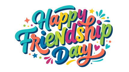 Fototapeta premium Colorful Happy Friendship Day Typography Design with Playful Lettering