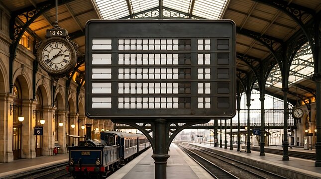 Blank Train Departure Board at Old European Railway Station