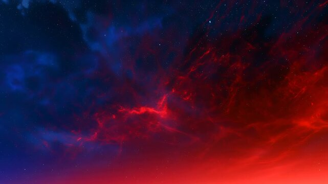 Fiery red and deep blue dramatic sky with billowing clouds