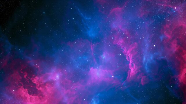 Vibrant electric blue and hot magenta cosmic nebula drifting