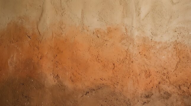 Textured earthen wall surface with warm brown and orange hues perfect for organic backdrops and artisanal creations.