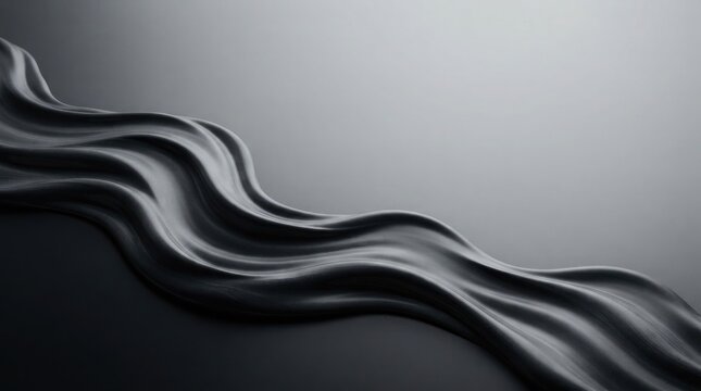 Abstract background featuring smooth flowing dark grey waves with elegant soft lighting creating a modern minimalist luxury design aesthetic