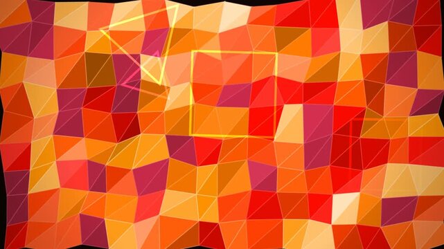 Abstract red and orange low poly geometric background video loop polygon