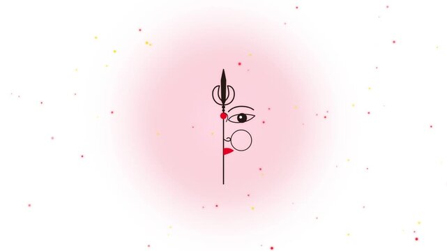 Durga Puja Minimalist Art Animation with Trishul and Eye Concept