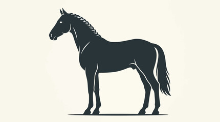 Fototapeta premium Elegant silhouette of a strong horse standing in profile against a clean background