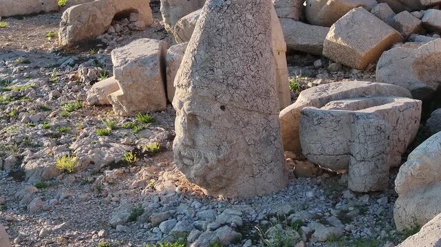 Nemrut Mountain Statues (Nemrut Dagi Heykelleri) Drone Video, Kingdom of Commagene, Adiyaman Turkiye (Turkey)