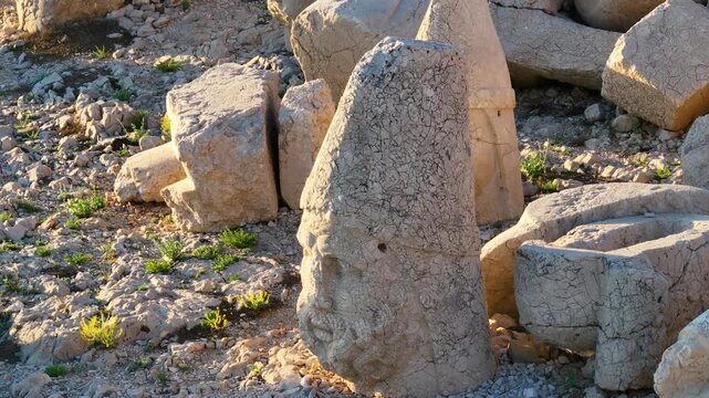 Nemrut Mountain Statues (Nemrut Dagi Heykelleri) Drone Video, Kingdom of Commagene, Adiyaman Turkiye (Turkey)