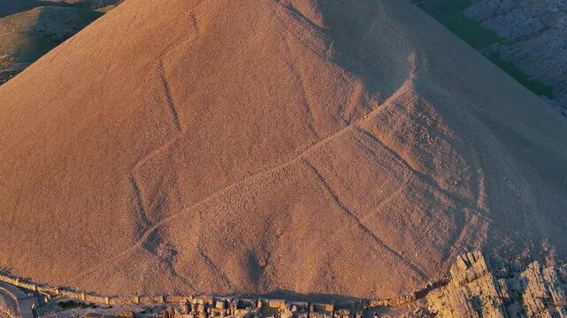 Nemrut Mountain Statues (Nemrut Dagi Heykelleri) Drone Video, Kingdom of Commagene, Adiyaman Turkiye (Turkey)