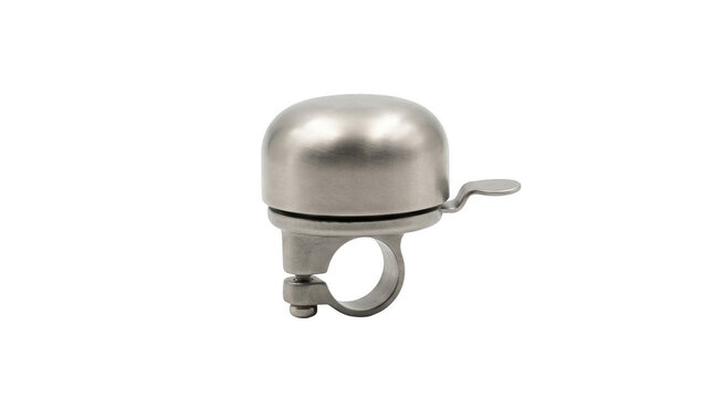 Polished Silver Bicycle Bell Displayed on White Studio Background