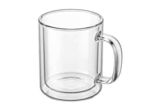 Transparent glass mug with handle isolated on a transparent background clear