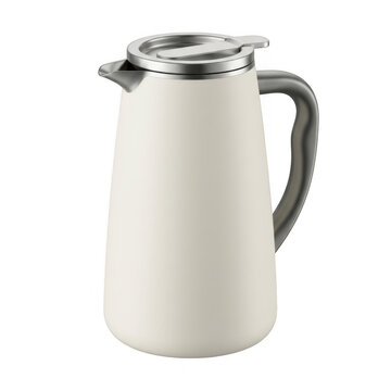 White beverage carafe with handle accents isolated on a transparent background pitcher
