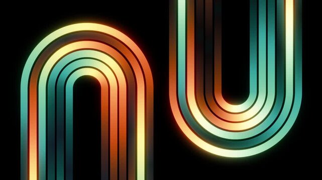 Retro concentric arched stripes pattern seamless loop abstract background. 1970's or mid century design.