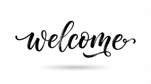 Elegant welcome lettering design with a modern calligraphic style on a white background for greeting cards and hospitality concepts