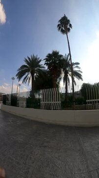 View of Prophet's Mosque plaza and the historic Saqifah Bani Saidah garden in Medina.
