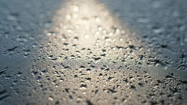 灰色の面に浮かぶ結露の水滴