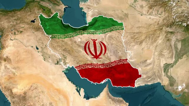 Iran map animation with national flag