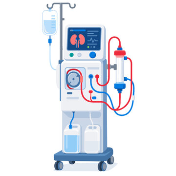 Dialysis Machine Medical Treatment Icon.

Simple modern dialysis machine icon representing blood filtration treatment, kidney failure care and renal therapy.