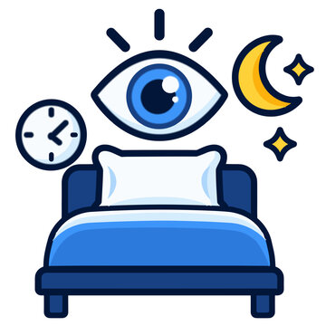Insomnia and Sleep Disorder Icon.
Minimal insomnia icon representing difficulty sleeping, sleeplessness and nighttime sleep problems. Ideal for healthcare apps, sleep clinic materials and medical info