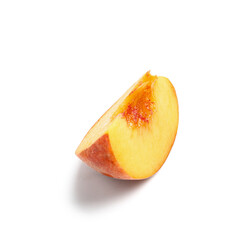 Naklejka premium Piece of sweet ripe peach on white background