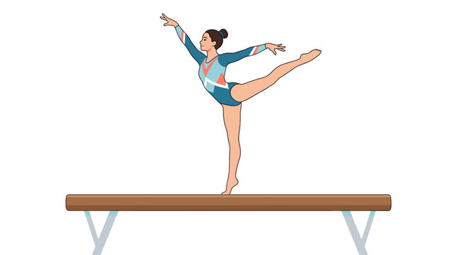 Female gymnast performing a balance beam routine with grace and precision