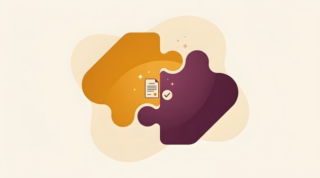 Business Partnership Contract Agreement and Puzzle Solution Illustration