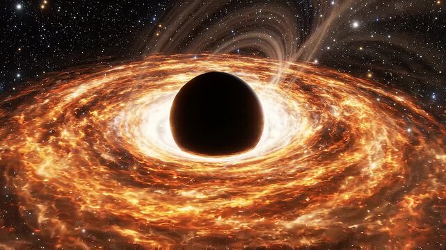 青いリングをまとう対称的なブラックホール