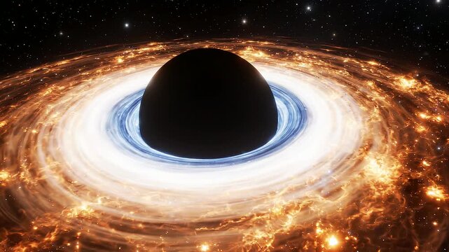 光の噴流が伸びるブラックホールの降着円盤