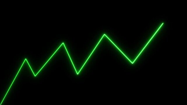 Neon green fluorescent zigzag line animation, pulsing abstract glowing