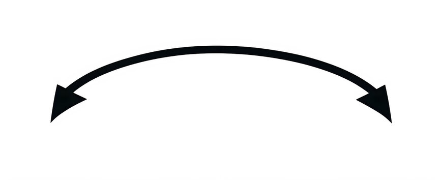 Black Double Headed Curved Arrow Icon Isolated on White Background