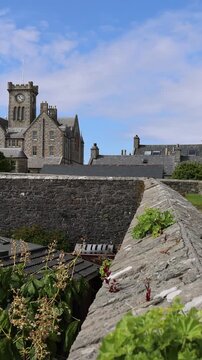 Panoramic skyline view of Lerwick, Shetland Scotland British Islands with medieval houses and architecture