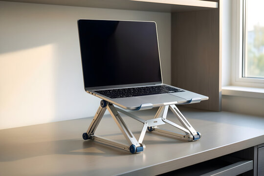 Generic adjustable aluminum laptop stand with a stable open frame for back-to-school, university and hybrid-learning campaign