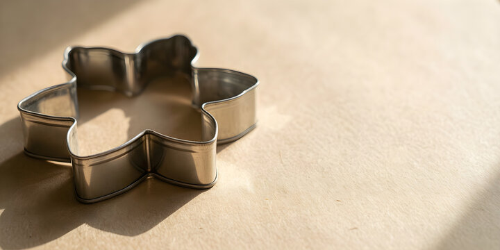 Separate generic winter-shaped metal cookie cutters without lettering for autumn retail, ecommerce and holiday-preparation campaign