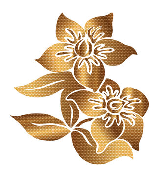 t-shirt print design, illustration of floral t-shirt design. abstract golden color graphic design for apparel clothing . transparent PNG for light and dark color background.	