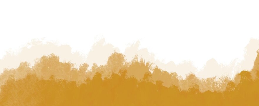 Golden watercolor brush texture on white background with copy space