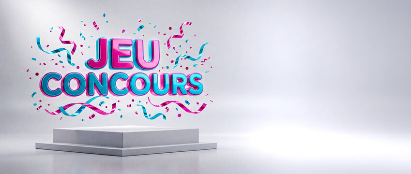 Wide 3D glossy text giveaway contest banner
