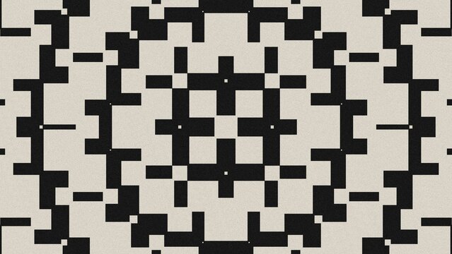 Interlocking maze cross pattern in black and cream, op art geometric texture background