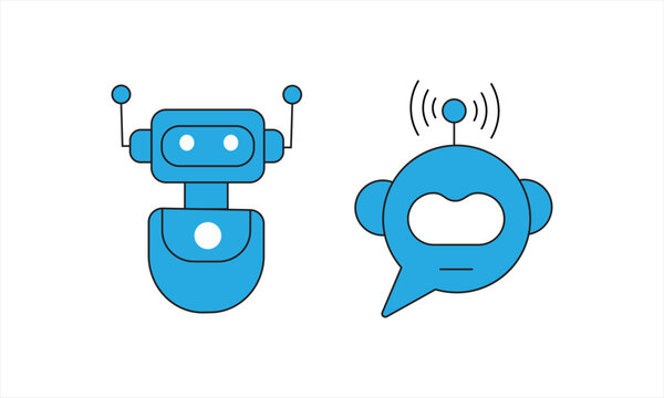 modern AI chatbot and robot assistance flat vector icon collection