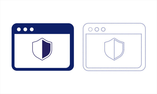 secure browser window icon set-website security, cybersecurity, privacy vector collection