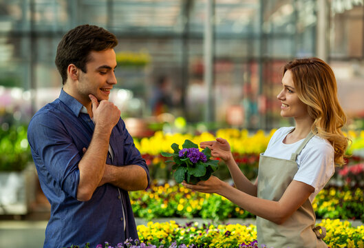 Customer Choosing Flower.