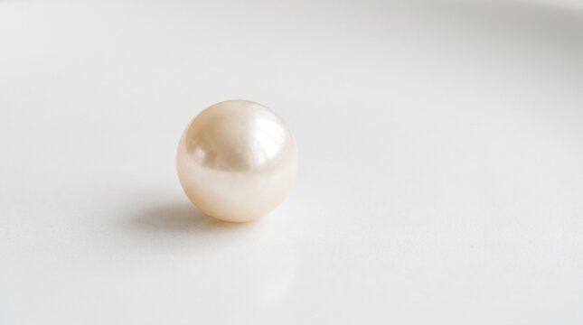 Single white pearl on a white background