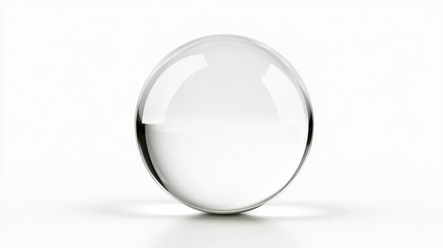 Glass sphere paperweight macro on bright white surface