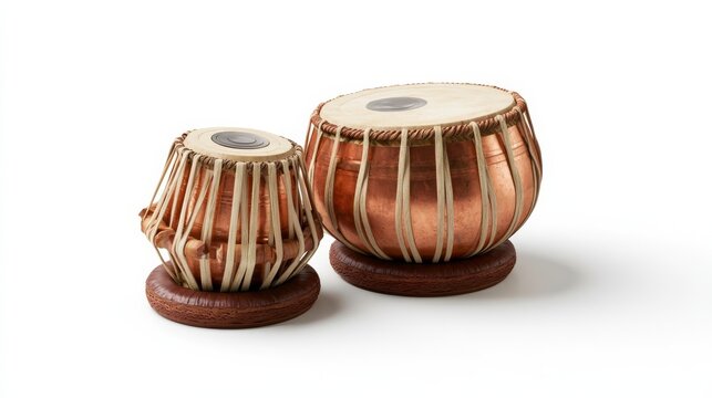 Tabla drum pair isolated on clean pure white surface