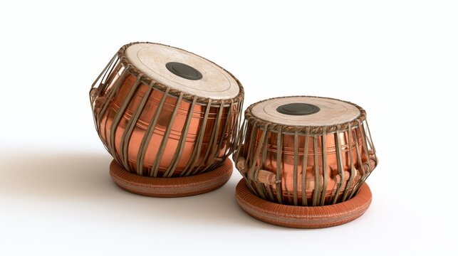 Indian tabla drums dayan and bayan on white background