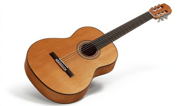 Classic six-string guitar product render on white backdrop