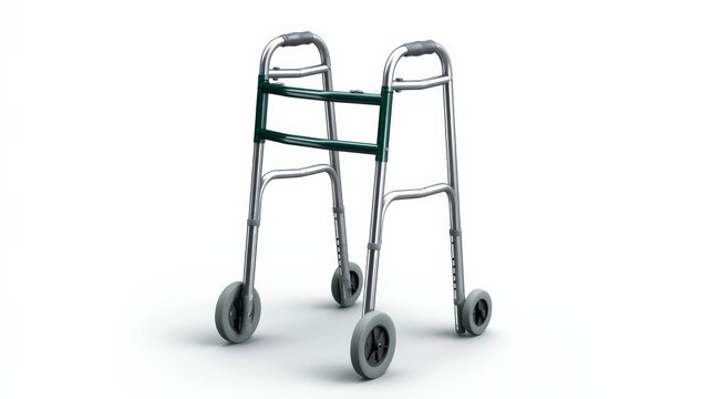 Medical walking frame four-legged on white background